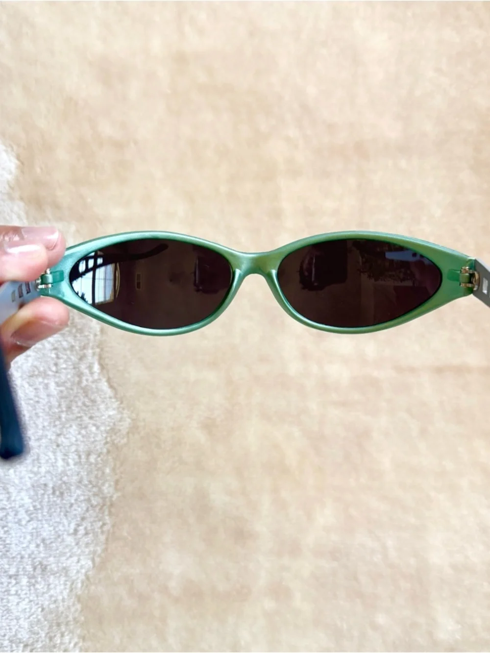 Vintage Y2K Gray-Green Plastic Sunglasses